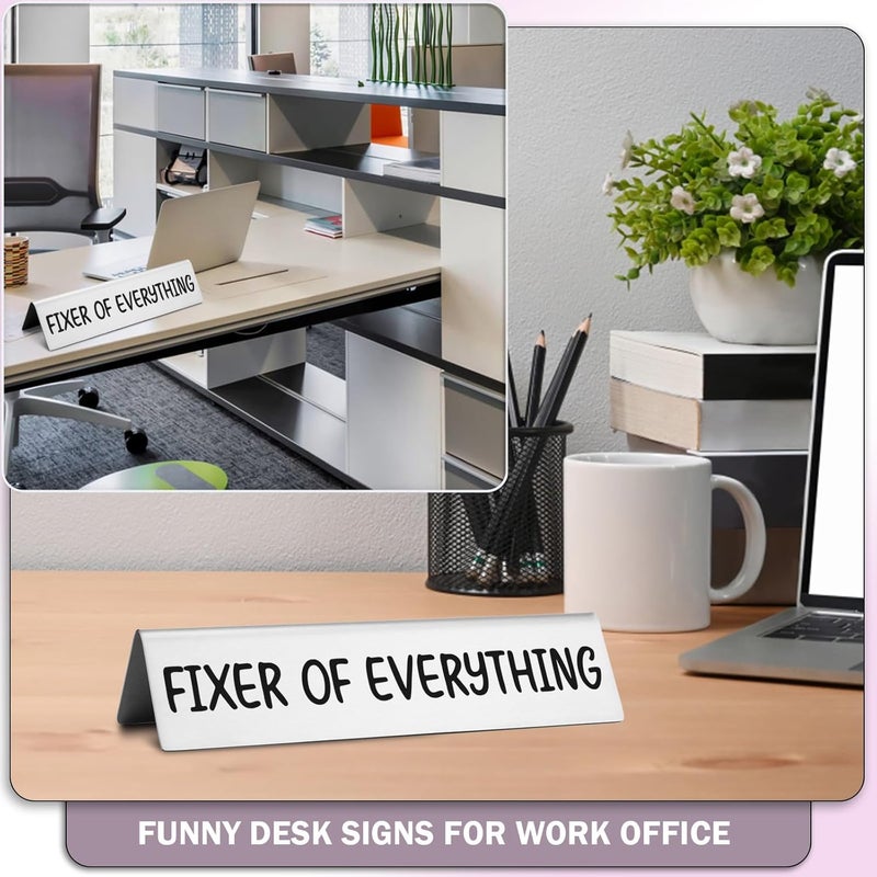 EFFJNSG Funny Desk Signs for Office Fixer of Everything Novelty Nameplate, White Elephant Gag Gifts for Coworkers Boss Manager Funny Office Desk Plaque for Colleague Mentor Friends Nameplates EDA07 - Image 3